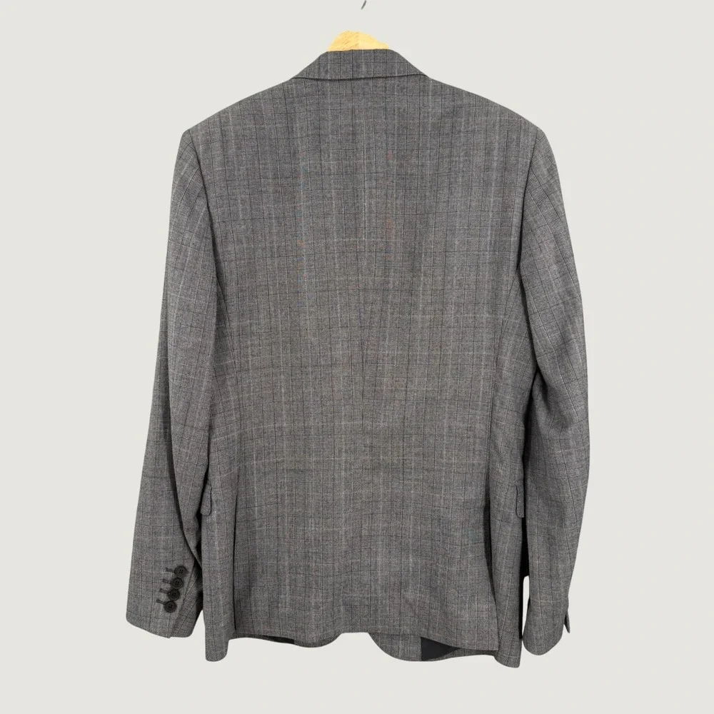 GANT Wool Plaid Slim Blazer Gray Windowpane Two Button Sport Coat US‎ 38 EU 48